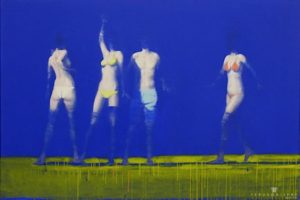 Xavier Jambon, Entre ciel et terre, 2015, acrylique sur toile, 150 x 100 cm