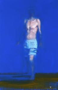 Xavier Jambon, L'Homme bleu, 2017, acrylique sur toile, 90 x 60 cm