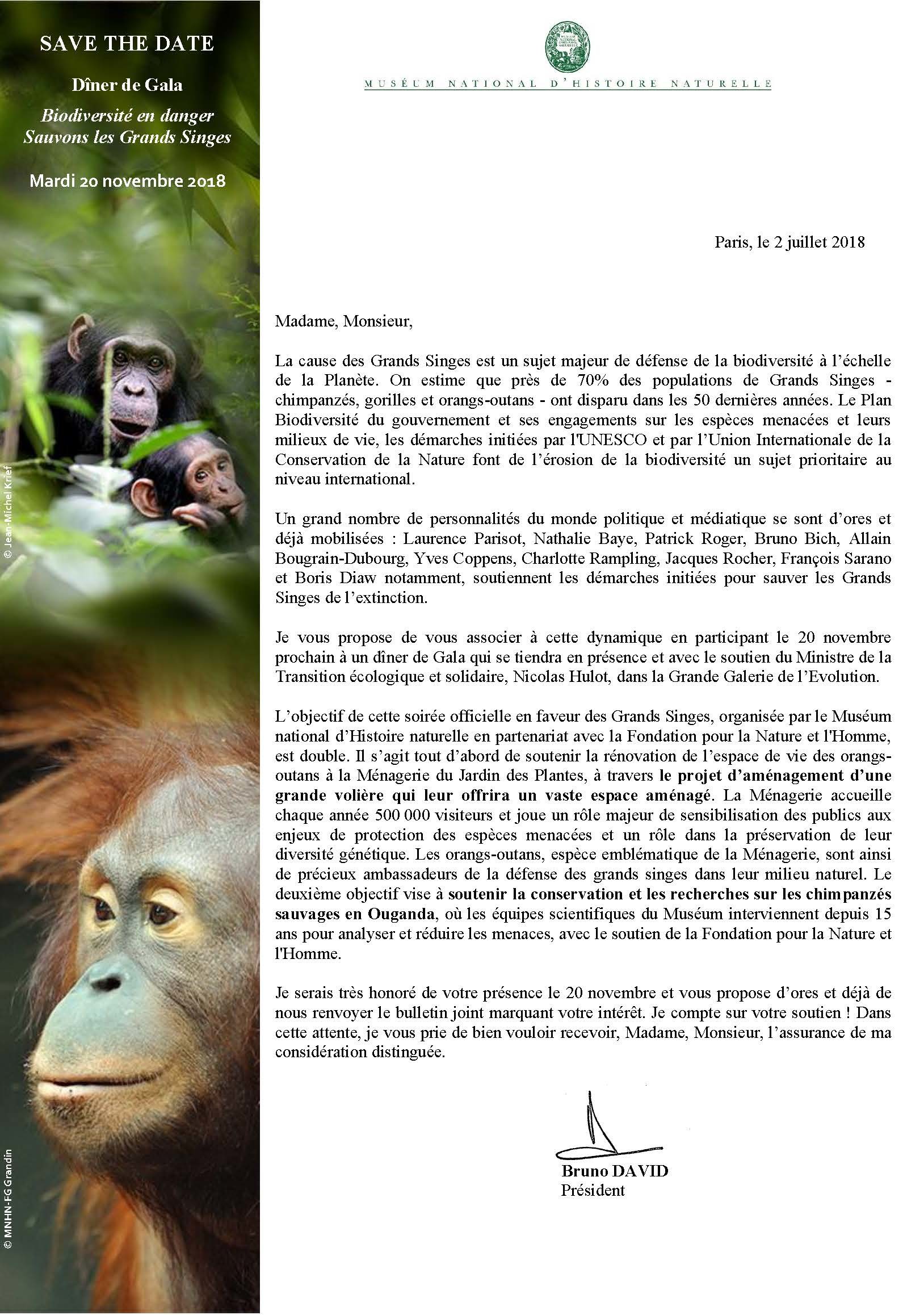 Gala Grands Singes Museum National d'Histoire Naturelle