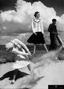 Simpson's suits photographed at the links for Harper's Bazaar, Le Touquet, 1939.
