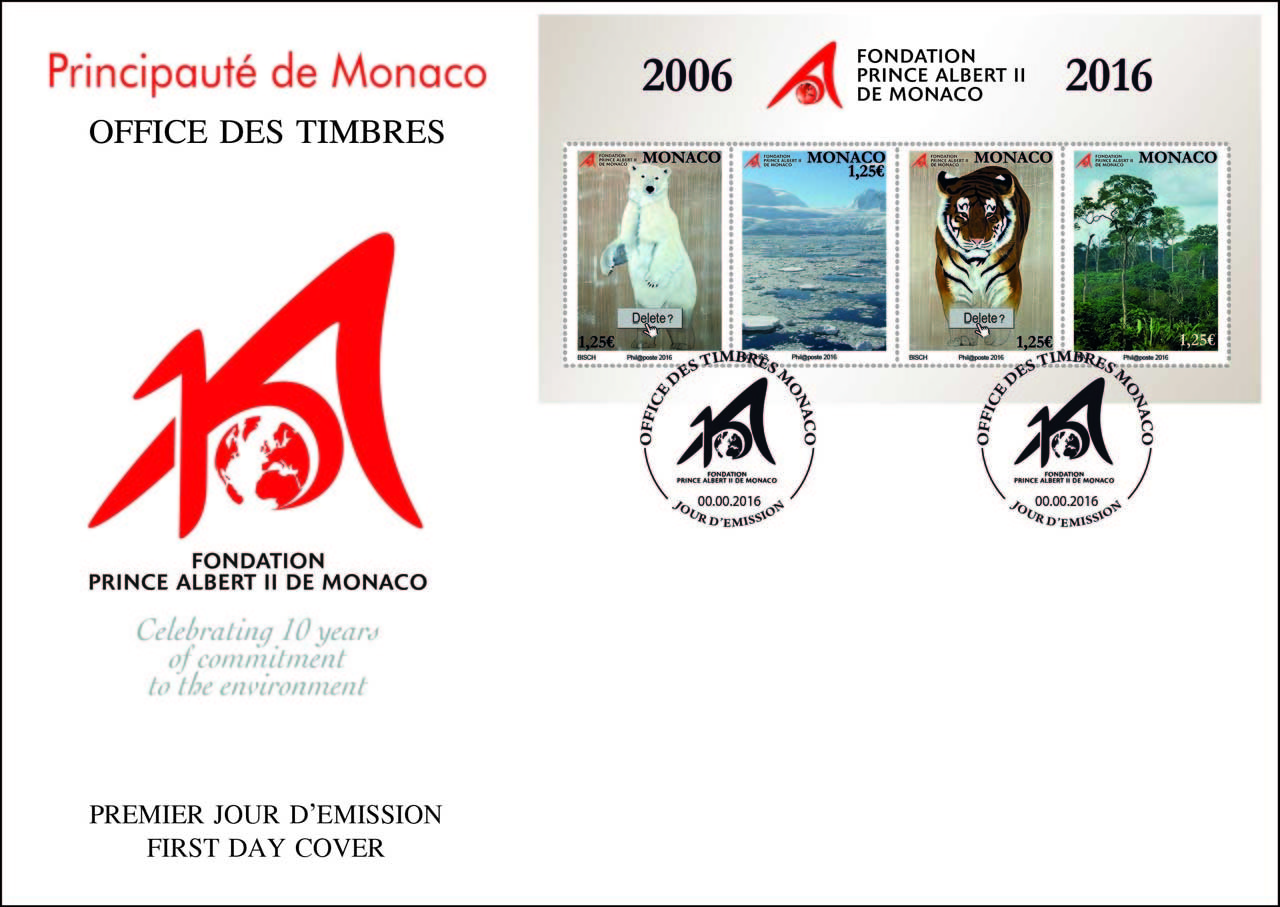 Timbres de Thierry Bisch pour la Fondation Prince Albert II de Monaco par l'Office des Timbres de Monaco